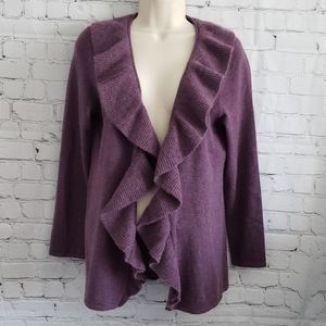 Talbots 100% cashmere open front ruffle ca…